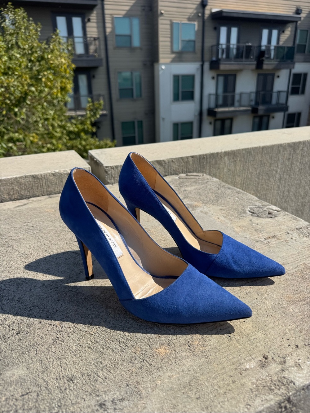 Saks Fifth Avenue Royal Blue Suede Pointed-Toe Pumps
